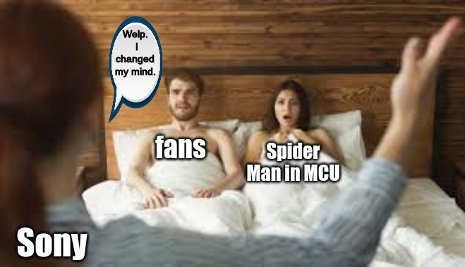 Welp.  I changed my mind. fans; Spider Man in MCU; Sony | image tagged in marvel,memes | made w/ Imgflip meme maker