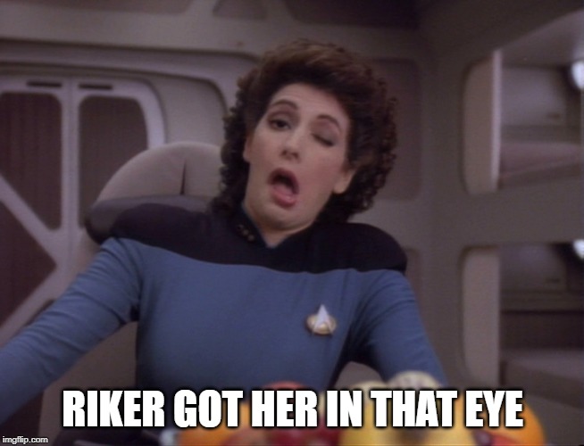 Skeet Skeet Skeet | RIKER GOT HER IN THAT EYE | image tagged in special ed troy | made w/ Imgflip meme maker