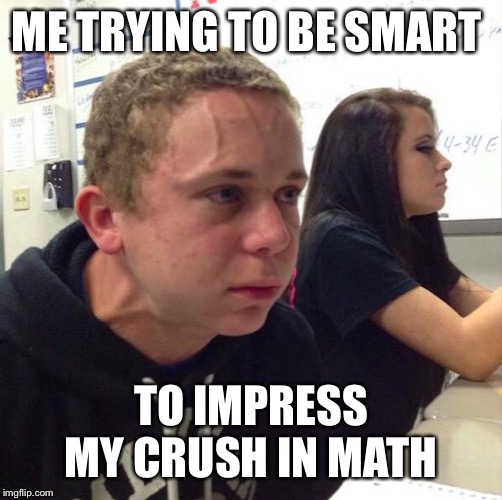 angery boi | ME TRYING TO BE SMART; TO IMPRESS MY CRUSH IN MATH | image tagged in angery boi | made w/ Imgflip meme maker