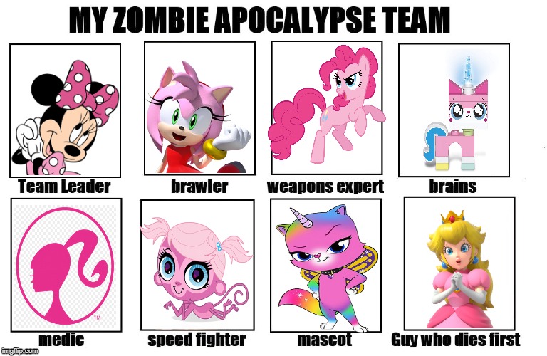 Team Pink | image tagged in my zombie apocalypse team | made w/ Imgflip meme maker