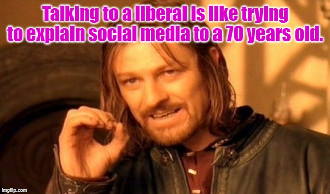 Talking to a liberal | Talking to a liberal is like trying to explain social media to a 70 years old. | image tagged in politics | made w/ Imgflip meme maker