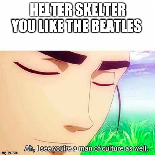 Ah,I see you are a man of culture as well | HELTER SKELTER YOU LIKE THE BEATLES | image tagged in ah i see you are a man of culture as well | made w/ Imgflip meme maker