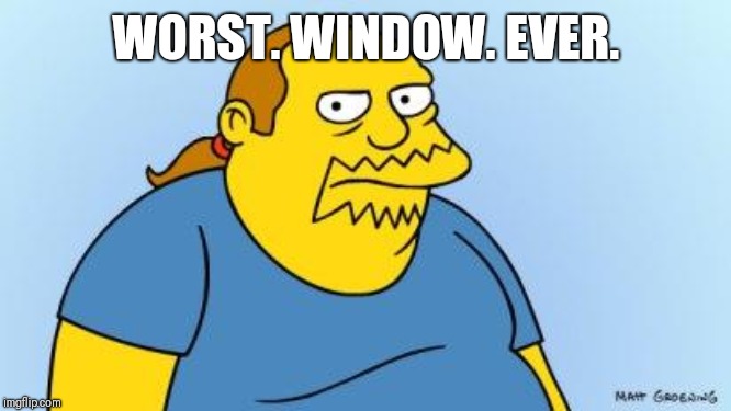 Worst. Thing. Ever. (Simpsons) | WORST. WINDOW. EVER. | image tagged in worst thing ever simpsons | made w/ Imgflip meme maker