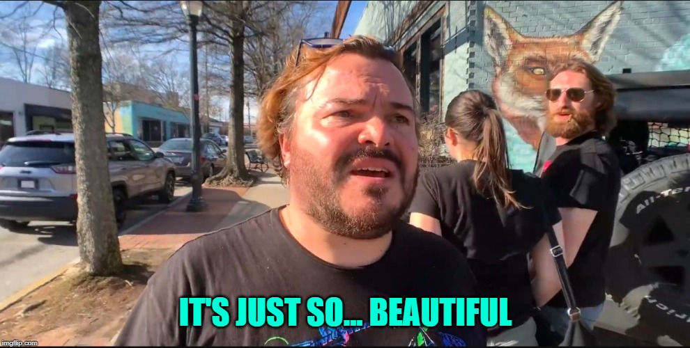 Distracted Boyfriend Jack Black Edition | IT'S JUST SO... BEAUTIFUL | image tagged in distracted boyfriend jack black edition | made w/ Imgflip meme maker