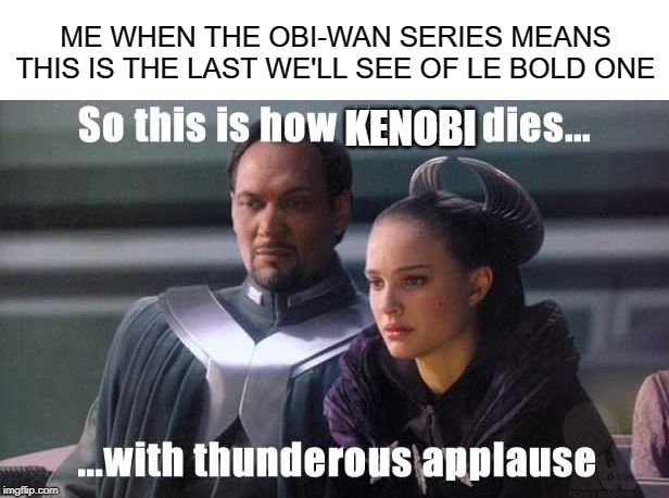 General Sad-Nobi! | ME WHEN THE OBI-WAN SERIES MEANS THIS IS THE LAST WE'LL SEE OF LE BOLD ONE; KENOBI | image tagged in star wars,memes,tv show,sad,star wars prequels | made w/ Imgflip meme maker