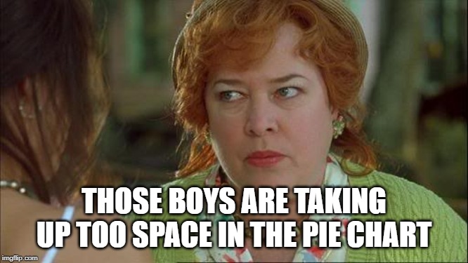 Waterboy Kathy Bates Devil | THOSE BOYS ARE TAKING UP TOO SPACE IN THE PIE CHART | image tagged in waterboy kathy bates devil | made w/ Imgflip meme maker