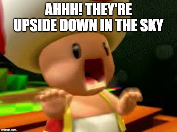 AHHH! THEY'RE UPSIDE DOWN IN THE SKY | made w/ Imgflip meme maker