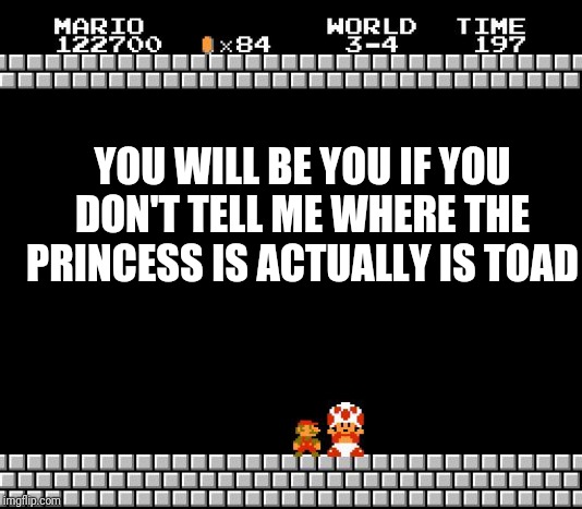 Thank You Mario | YOU WILL BE YOU IF YOU DON'T TELL ME WHERE THE PRINCESS IS ACTUALLY IS TOAD | image tagged in thank you mario | made w/ Imgflip meme maker