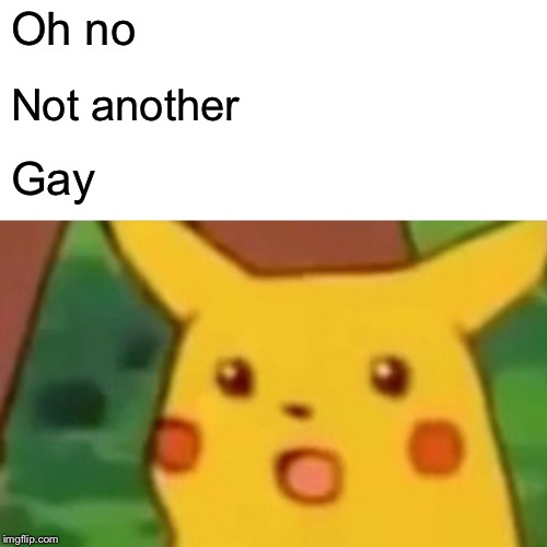Surprised Pikachu Meme | Oh no Not another Gay | image tagged in memes,surprised pikachu | made w/ Imgflip meme maker