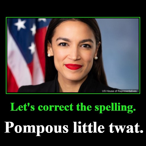 Let's Correct the Spelling | image tagged in funny,demotivationals,twat,twit,aoc,crazy alexandria ocasio-cortez | made w/ Imgflip demotivational maker