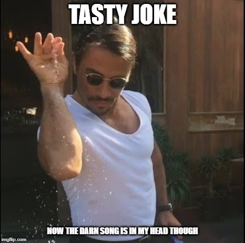 salt bae | TASTY JOKE NOW THE DARN SONG IS IN MY HEAD THOUGH | image tagged in salt bae | made w/ Imgflip meme maker