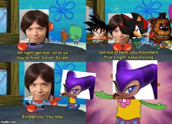 Sakurai adds NiGHTS in Smash | image tagged in except you you stay | made w/ Imgflip meme maker