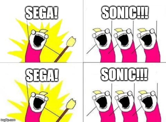 What Do We Want | SEGA! SONIC!!! SONIC!!! SEGA! | image tagged in memes,what do we want | made w/ Imgflip meme maker