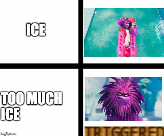 Triggered template | ICE; TOO MUCH 
ICE | image tagged in triggered template | made w/ Imgflip meme maker
