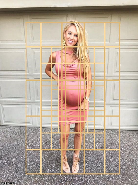 A pregnant female with a .1618 and .618 Golden Rectangle overlay. | image tagged in the golden ratio,the human body,pregnant,photo,geometry,life | made w/ Imgflip meme maker
