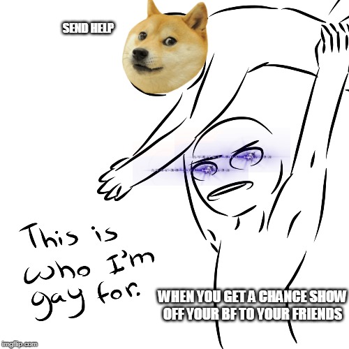 SEND HELP; WHEN YOU GET A CHANCE SHOW OFF YOUR BF TO YOUR FRIENDS | image tagged in doggo,key to a happy relationship | made w/ Imgflip meme maker