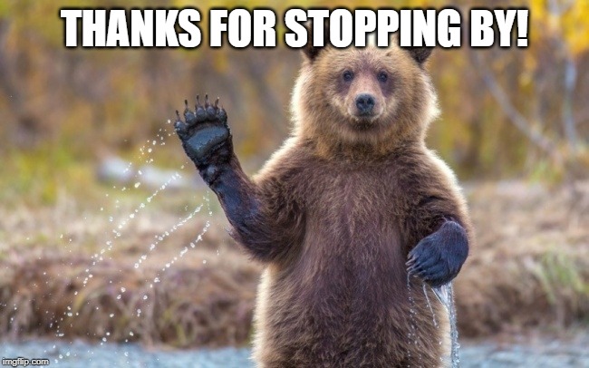 bye bye bear | THANKS FOR STOPPING BY! | image tagged in bye bye bear | made w/ Imgflip meme maker