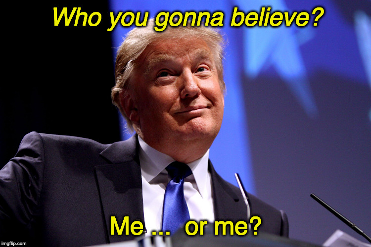 Donald Trump No2 | Who you gonna believe? Me ...  or me? | image tagged in donald trump no2 | made w/ Imgflip meme maker