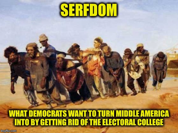 Democrats only see NY, LA, Chicago and Mexico as America | SERFDOM; WHAT DEMOCRATS WANT TO TURN MIDDLE AMERICA INTO BY GETTING RID OF THE ELECTORAL COLLEGE | image tagged in electoral college,democrats,illegal immigration,united states,liberal logic | made w/ Imgflip meme maker