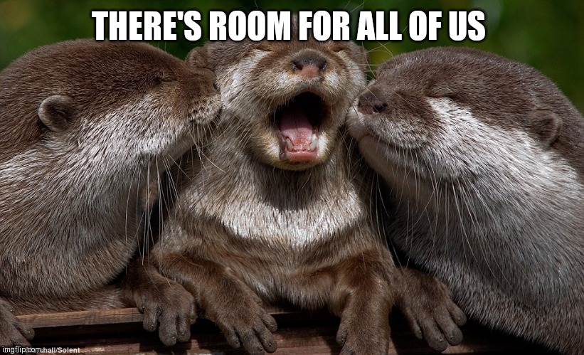 Otter Smooch | THERE'S ROOM FOR ALL OF US | image tagged in otter smooch | made w/ Imgflip meme maker