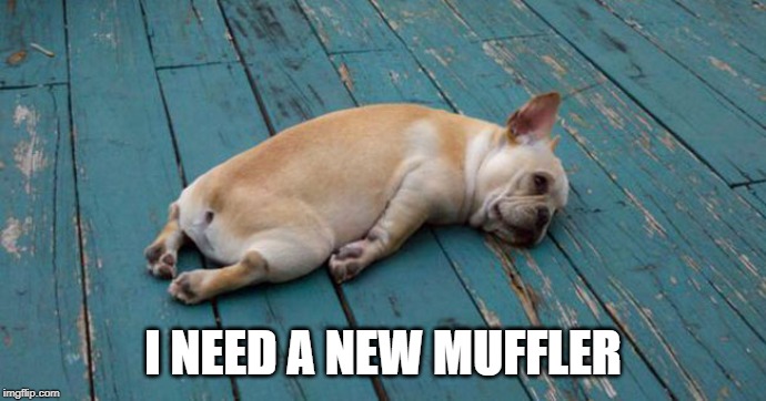 Exhausted  | I NEED A NEW MUFFLER | image tagged in exhausted | made w/ Imgflip meme maker