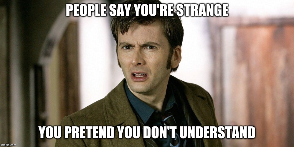 DA DOC | PEOPLE SAY YOU'RE STRANGE; YOU PRETEND YOU DON'T UNDERSTAND | image tagged in dr who | made w/ Imgflip meme maker