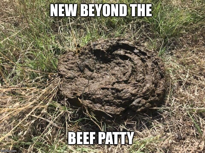 NEW BEYOND THE; BEEF PATTY | image tagged in vegan logic | made w/ Imgflip meme maker