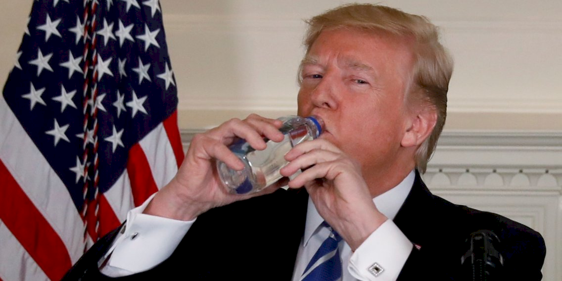 Trump Drinking Water Blank Meme Template