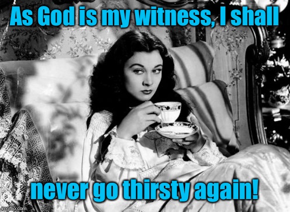 gone with the wind | As God is my witness, I shall never go thirsty again! | image tagged in gone with the wind | made w/ Imgflip meme maker