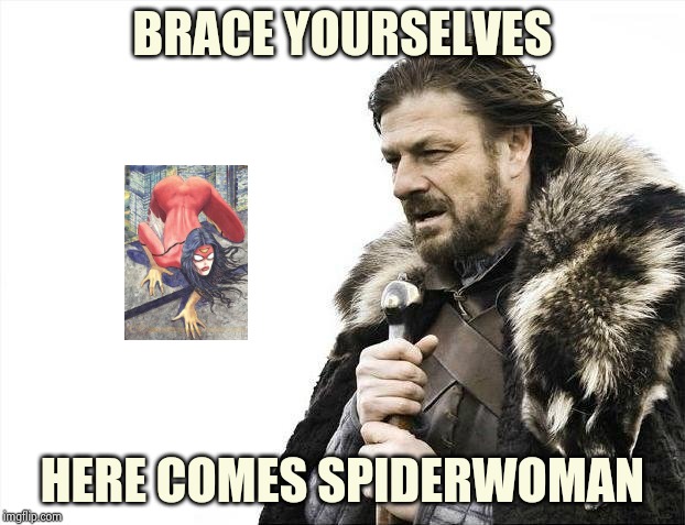Brace Yourselves X is Coming Meme | BRACE YOURSELVES HERE COMES SPIDERWOMAN | image tagged in memes,brace yourselves x is coming | made w/ Imgflip meme maker