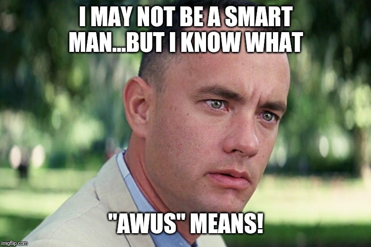 And Just Like That | I MAY NOT BE A SMART MAN...BUT I KNOW WHAT; "AWUS" MEANS! | image tagged in memes,and just like that | made w/ Imgflip meme maker