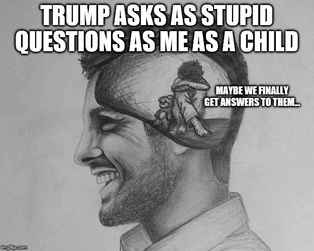 So what does happen if we send a nuke into the eye of a hurrican? | TRUMP ASKS AS STUPID QUESTIONS AS ME AS A CHILD; MAYBE WE FINALLY GET ANSWERS TO THEM... | image tagged in inner me,trump | made w/ Imgflip meme maker
