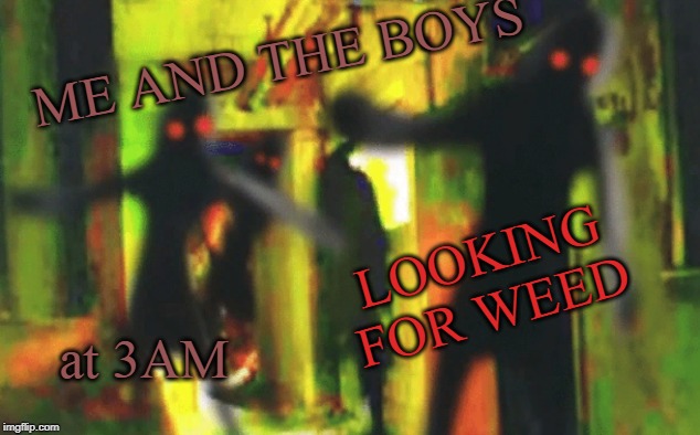 Me and the boys at 2am looking for X | ME AND THE BOYS; LOOKING FOR WEED; at 3AM | image tagged in me and the boys at 2am looking for x | made w/ Imgflip meme maker