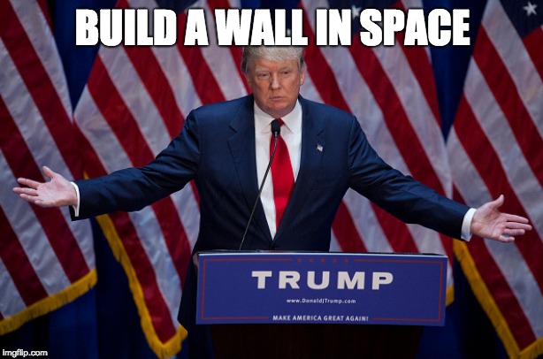 Donald Trump | BUILD A WALL IN SPACE | image tagged in donald trump | made w/ Imgflip meme maker