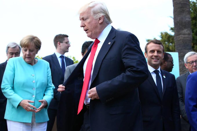 Dominant Trump.Submissive Merkel.Clueless Macron Blank Meme Template