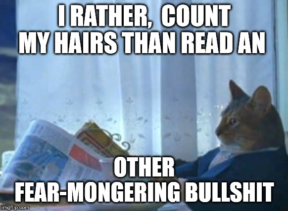 I Should Buy A Boat Cat | I RATHER,  COUNT MY HAIRS THAN READ AN; OTHER FEAR-MONGERING BULLSHIT | image tagged in memes,i should buy a boat cat | made w/ Imgflip meme maker