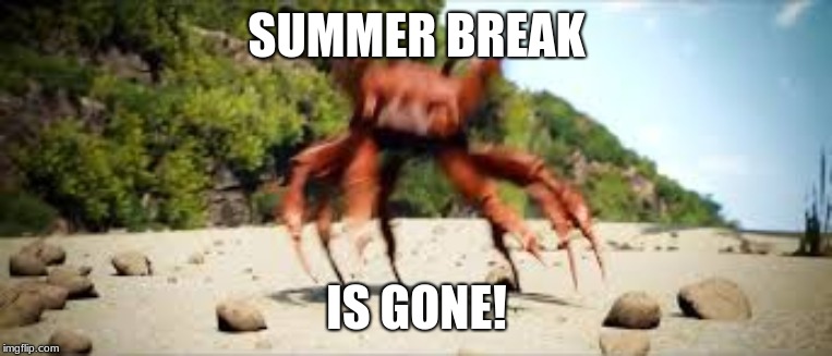 crab rave | SUMMER BREAK; IS GONE! | image tagged in crab rave | made w/ Imgflip meme maker