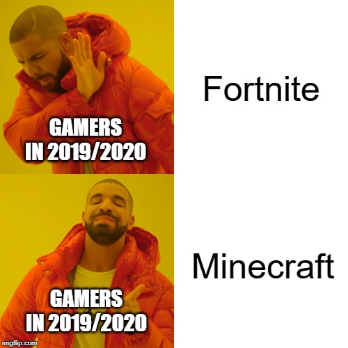 Drake Hotline Bling | Fortnite; GAMERS IN 2019/2020; Minecraft; GAMERS IN 2019/2020 | image tagged in memes,drake hotline bling | made w/ Imgflip meme maker