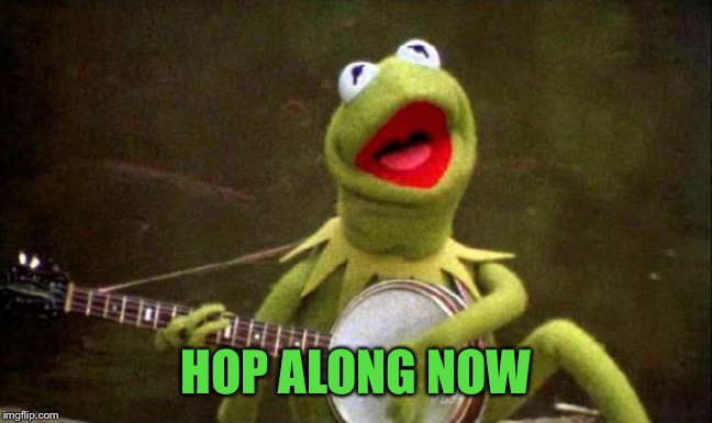Why Kermit Banjo | HOP ALONG NOW | image tagged in why kermit banjo | made w/ Imgflip meme maker