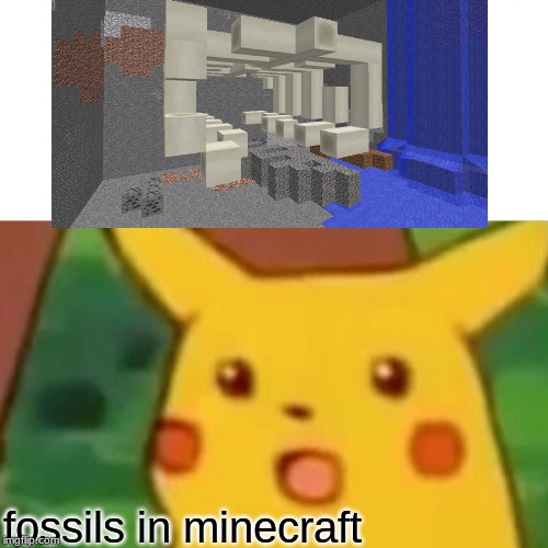 Fossil | fossils in minecraft | image tagged in memes,surprised pikachu | made w/ Imgflip meme maker