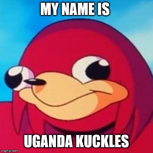 Ugandan Knuckles | MY NAME IS UGANDA KUCKLES | image tagged in ugandan knuckles | made w/ Imgflip meme maker