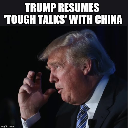 The Art of the Deal | TRUMP RESUMES  'TOUGH TALKS' WITH CHINA | image tagged in donald trump,trump is a moron,impeach trump,insane | made w/ Imgflip meme maker