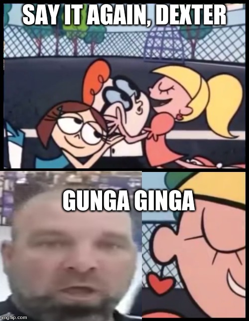 gunga ginga | SAY IT AGAIN, DEXTER; GUNGA GINGA | image tagged in gunga ginga,say it again dexter | made w/ Imgflip meme maker