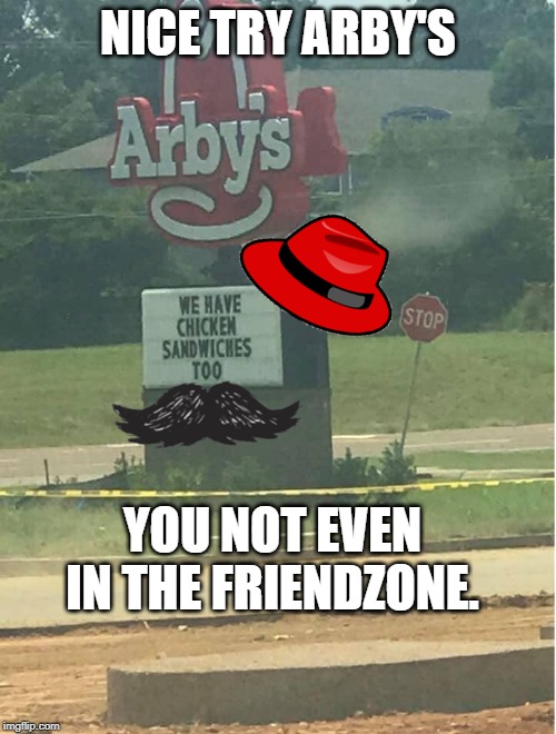 Arby's Nice Try Nice Guy |  NICE TRY ARBY'S; YOU NOT EVEN IN THE FRIENDZONE. | image tagged in arby's,chicken,sandwich,nice guy,friendzone | made w/ Imgflip meme maker