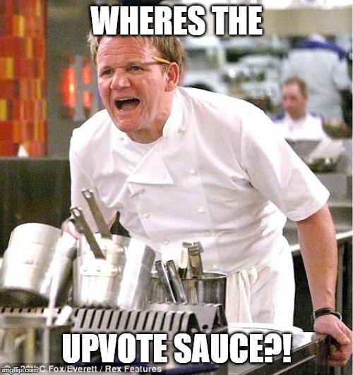 Chef Gordon Ramsay | WHERES THE; UPVOTE SAUCE?! | image tagged in memes,chef gordon ramsay | made w/ Imgflip meme maker