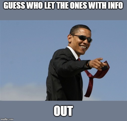 Cool Obama Meme | GUESS WHO LET THE ONES WITH INFO OUT | image tagged in memes,cool obama | made w/ Imgflip meme maker