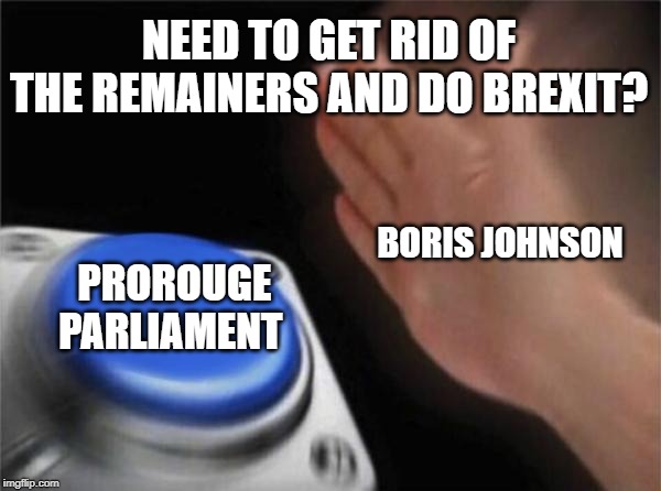 Blank Nut Button | NEED TO GET RID OF THE REMAINERS AND DO BREXIT? BORIS JOHNSON; PROROUGE PARLIAMENT | image tagged in memes,blank nut button | made w/ Imgflip meme maker