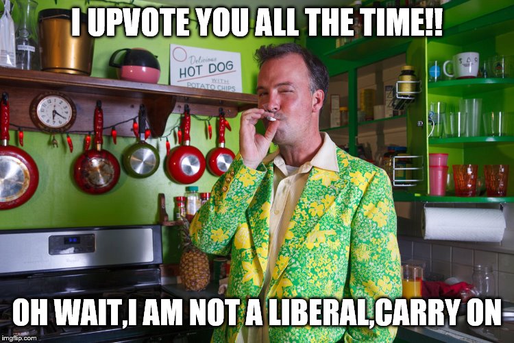 I UPVOTE YOU ALL THE TIME!! OH WAIT,I AM NOT A LIBERAL,CARRY ON | made w/ Imgflip meme maker