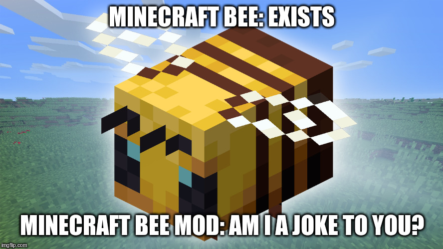 MINECRAFT BEE: EXISTS; MINECRAFT BEE MOD: AM I A JOKE TO YOU? | image tagged in minecraft | made w/ Imgflip meme maker