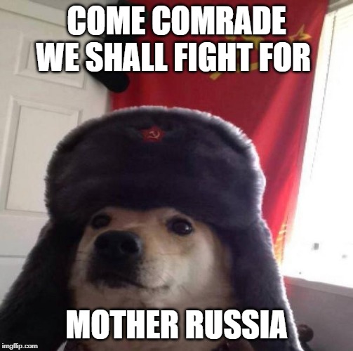 Russian Doge | COME COMRADE WE SHALL FIGHT FOR; MOTHER RUSSIA | image tagged in russian doge | made w/ Imgflip meme maker